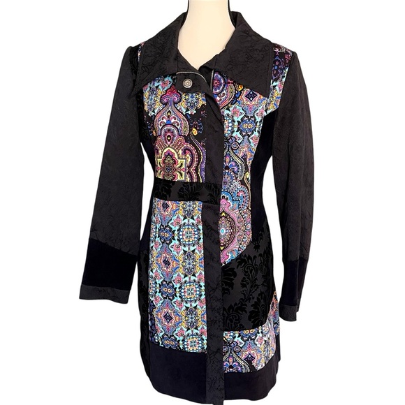 Bny’s Bunny’s Mixed Media Jacket Coat Woman’s Size 40 US M Brocade Velvet Unique - Picture 1 of 10